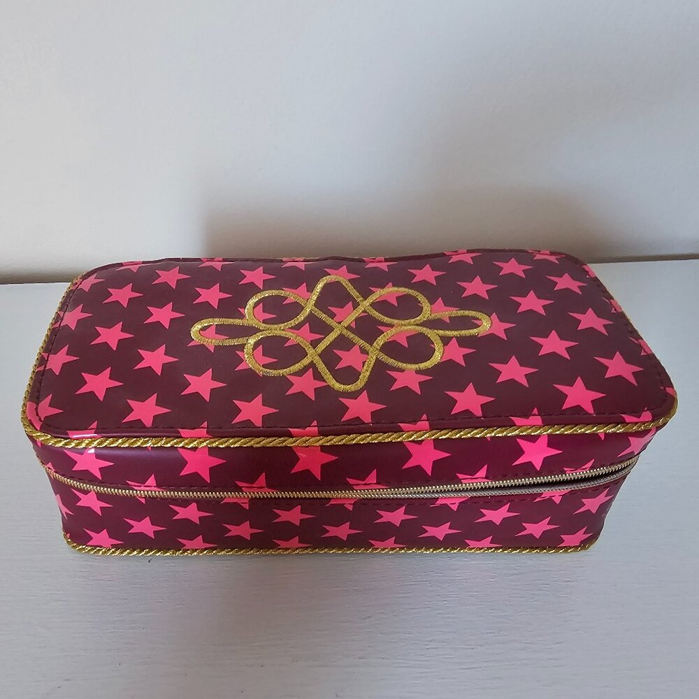 MAC Purple Cosmetic Bag with Pink Stars and Gold Trim